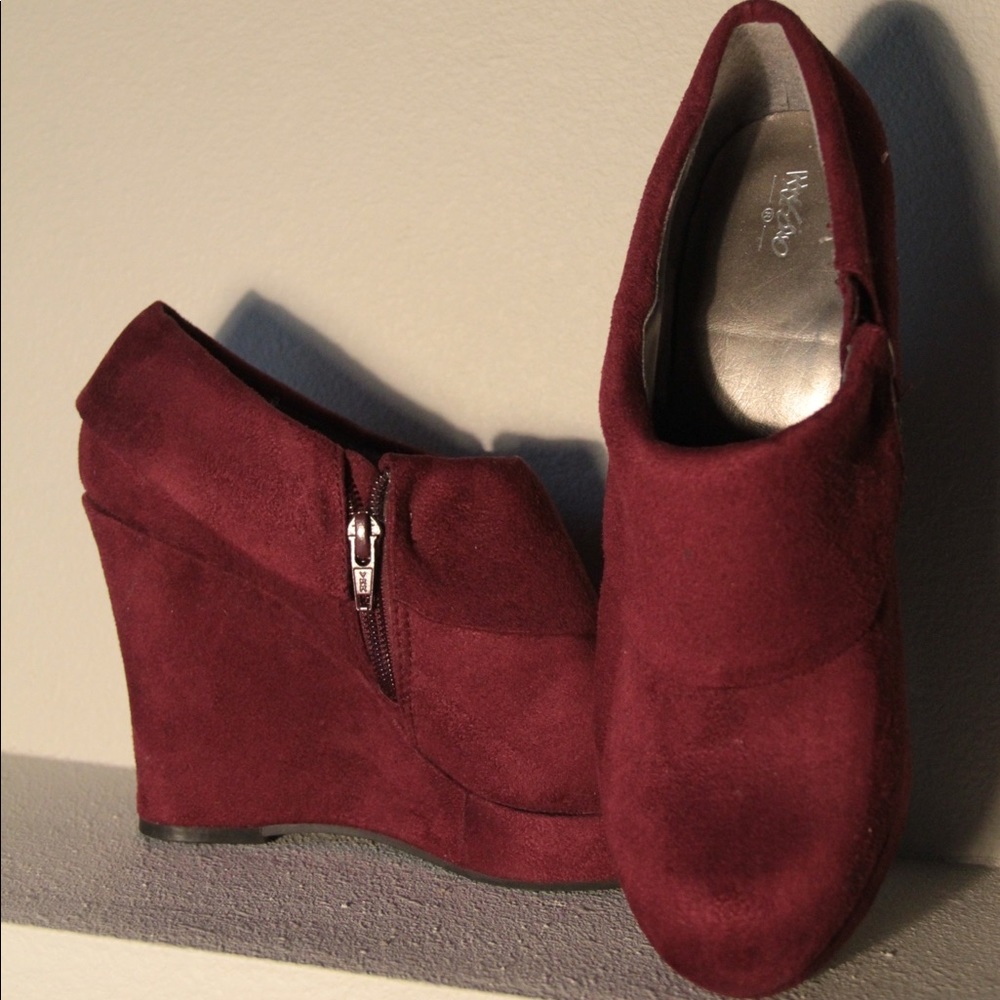 faux suede wedge booties